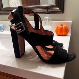 Madwell Black Suede Octavia Ankle Strap Heels
